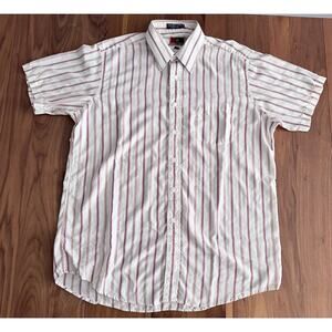Vintage 80's Requirements Striped Button Down Shirt Short Sleeve Men's 16.5